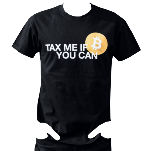 dark apparel btc bitcoin tax me if you can black tshirt