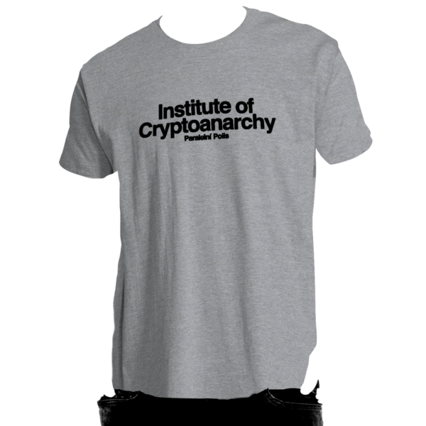 dark apparel gray grey tshirt institute of cryptoanarchy